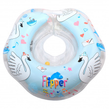 Надувной круг на шею для плавания малышей Flipper 0+ с музыкой "Лебединое озеро" голубой