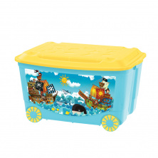 Ящик для игрушек на колесах с аппликацией  580х390х335мм (упак.4 шт.) (голубой-арт.431380902)