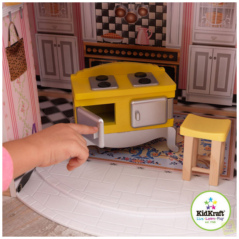Винтажный кукольный дом KidKraft для Барби "Магнолия" (Magnolia) с мебелью 13 предметов