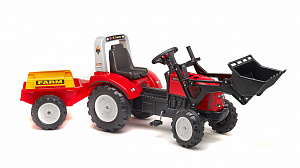Трактор-экскаватор  педальный с прицепом красный 195 см