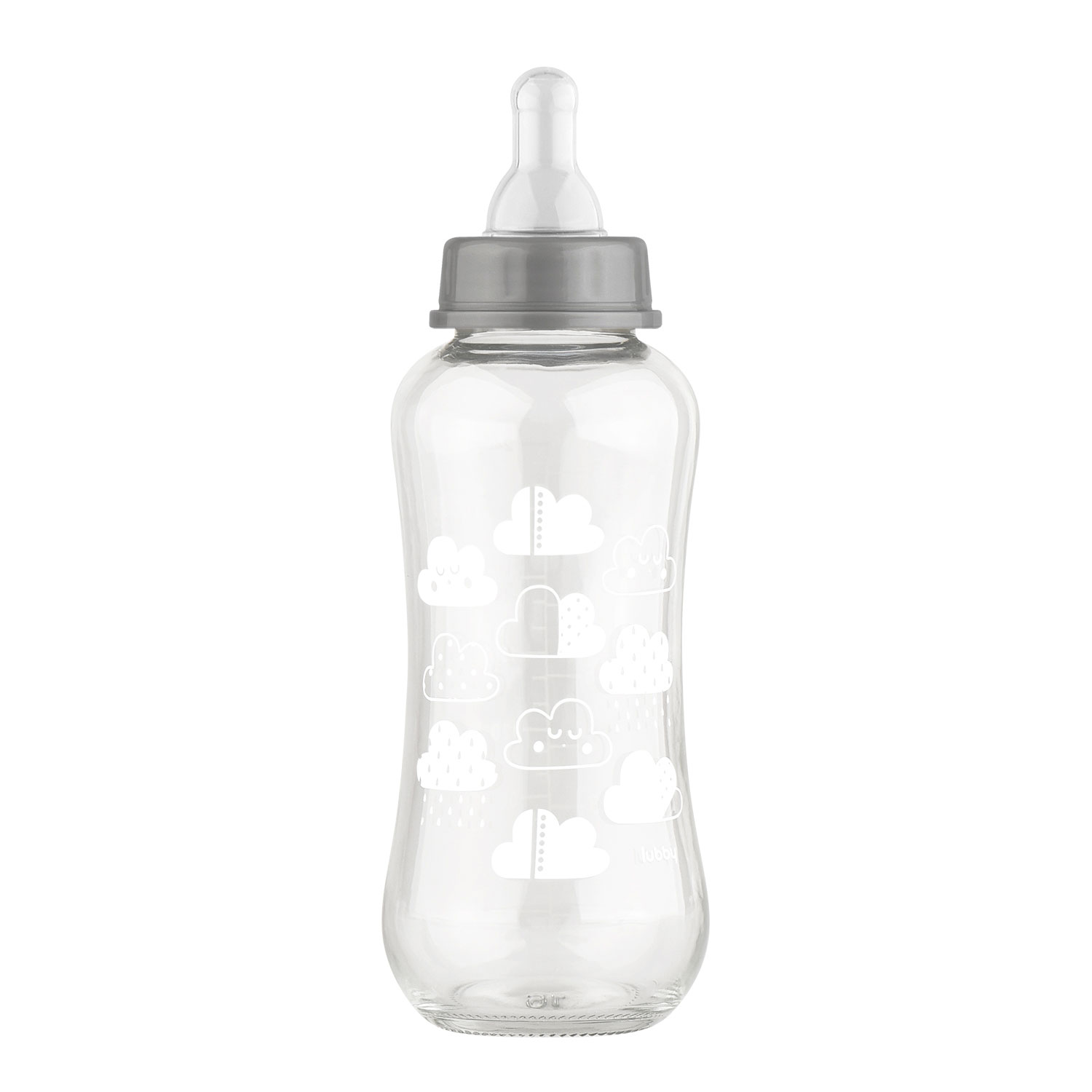 Бутылочка для кормления с соской молочной LUBBY "Малыши и Малышки" от 0 мес., 250мл.,стекло, силикон