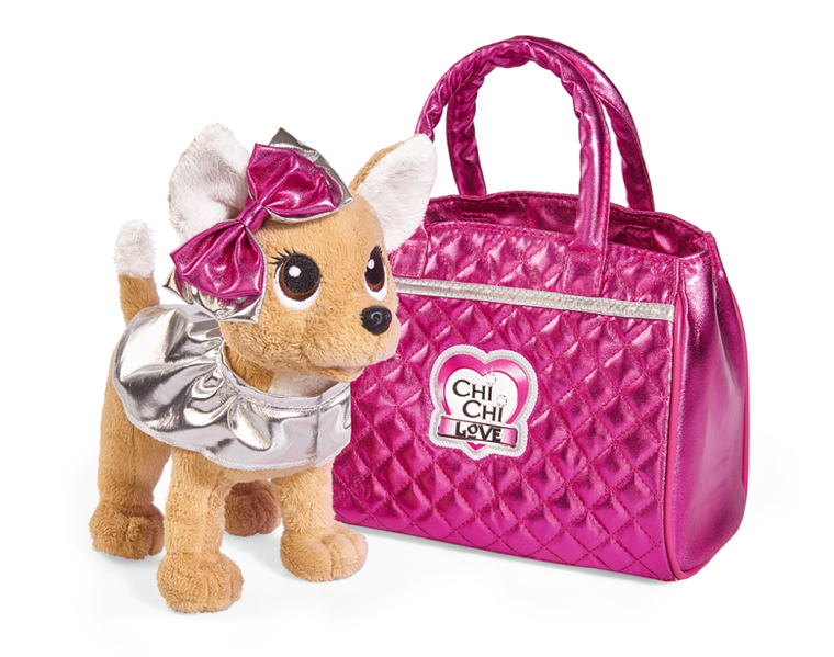 Плюшевая собачка "Chi-Chi love" "Гламур" с розовой сумочкой и бантом