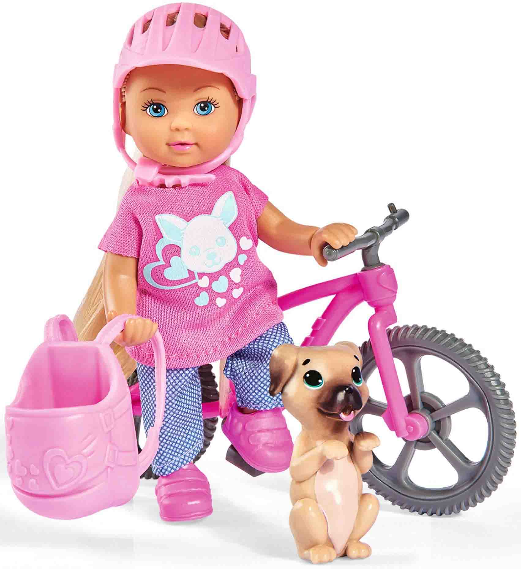 Кукла Еви Simba на велопрогулке с собачкой 12 см 