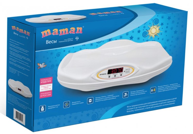 Весы электронные maman MAMAN ВЭНД-01 "Малыш" настольные, для новорожденных и детей