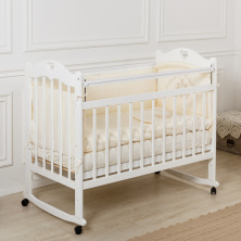 Кровать детская Incanto SOFI с сердечком (колесо, качалка, опуск.планка) (белый)
