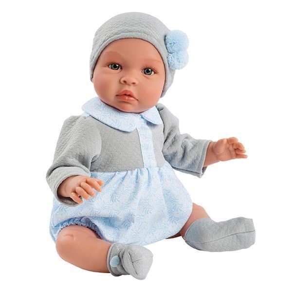 Кукла ASI Лео 46 см в серо-голубом комбенизоне