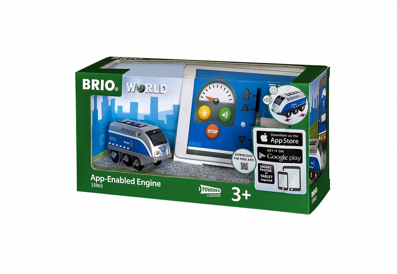 BRIO Паровозик,управляемый с мобильного приложения,свет,звук,29х9х15см,кор.