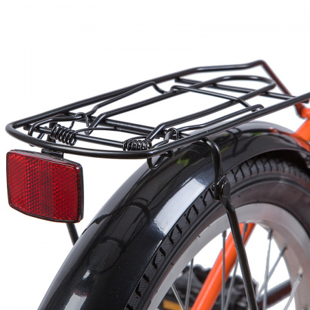 Велосипед NOVATRACK 20", VECTOR, оранжевый, защита А-тип, тормоз нож., крылья и багажник чёрн. 20 дюймов