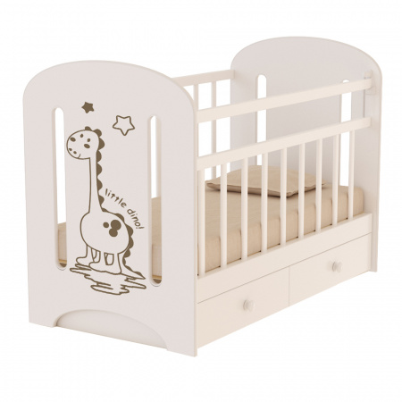Кровать детская DINO (фигур.спин., маятник, ящик) (слоновая кость)