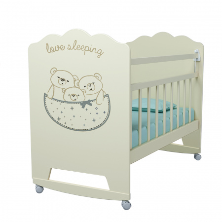 Кровать детская Love Sleeping (фигур.спин., колесо-качалка ) (слоновая кость)