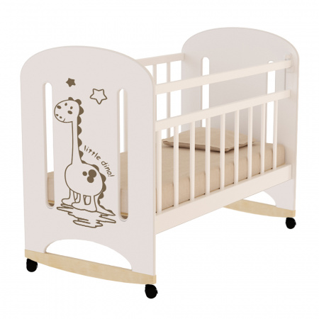 Кровать детская DINO (фигур.спин., колесо-качалка ) (слоновая кость)