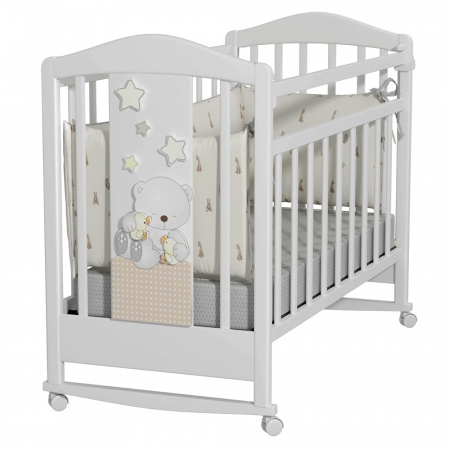 Кровать детская Amici Prima (колесо-качалка) (белый)