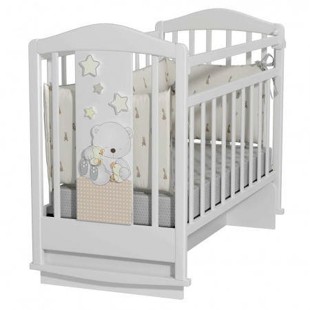 Кровать детская Amici Prima (колесо-качалка с маятником) (белый)